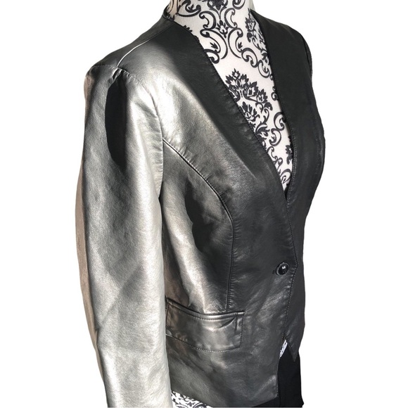 BLACK RIVET Faux-Leather Blazer Jacket - Picture 4 of 15
